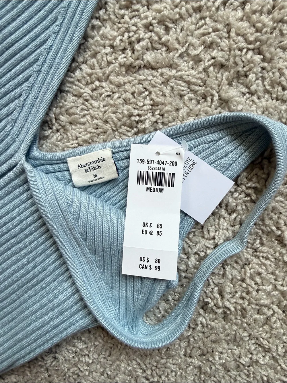 Abercrombie & Fitch Blue Ribbed Knit Sweater Dress NWT Medium